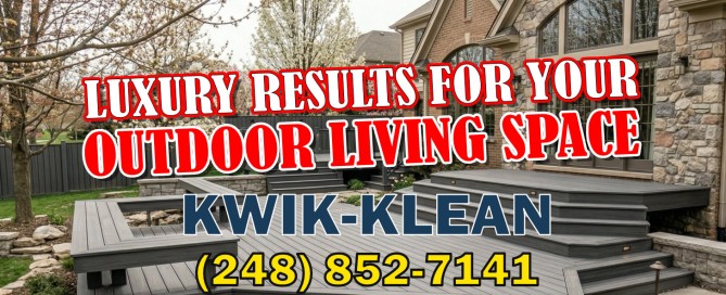 Professionally restored composite deck and privacy fence on a luxury home in Troy and Birmingham MI