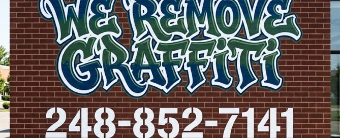 Professionally cleaned commercial brick wall after graffiti removal in Oakland and Macomb County MI